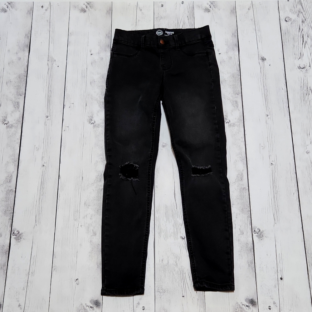 Wonder Nation Girls Black Distressed Jeggings size 7-8